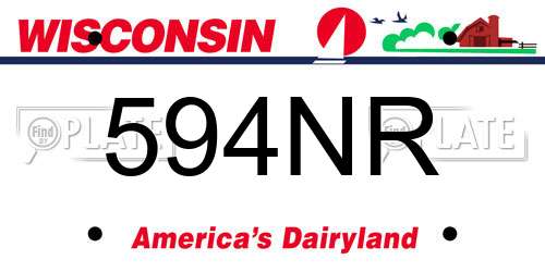 594NR Wisconsin License Plate