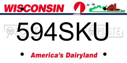 594SKU Wisconsin License Plate
