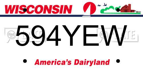 594YEW Wisconsin License Plate