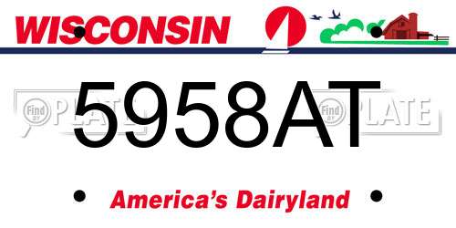 5958AT Wisconsin License Plate