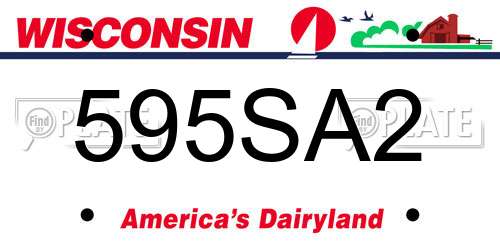 595SA2 Wisconsin License Plate