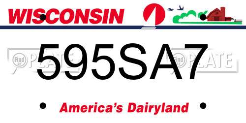 595SA7 Wisconsin License Plate
