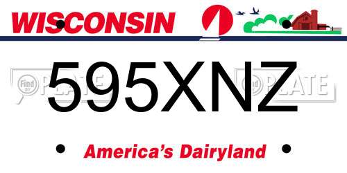 595XNZ Wisconsin License Plate