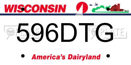 596DTG Wisconsin License Plate
