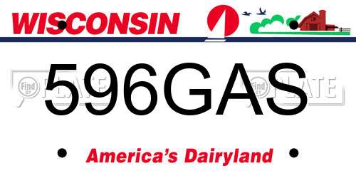 596GAS Wisconsin License Plate