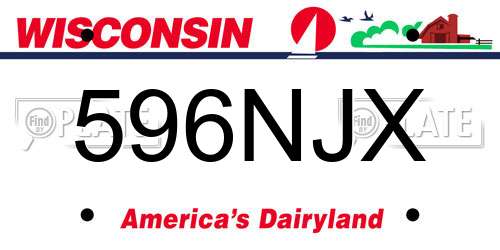 596NJX Wisconsin License Plate