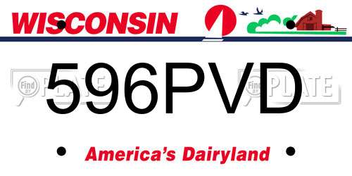 596PVD Wisconsin License Plate