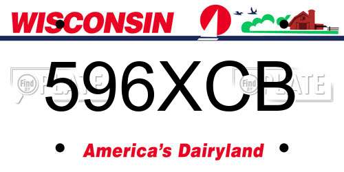 596XCB Wisconsin License Plate