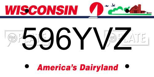 596YVZ Wisconsin License Plate
