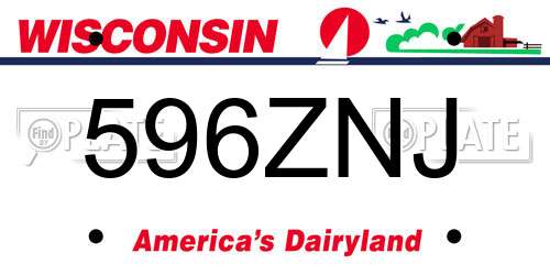 596ZNJ Wisconsin License Plate