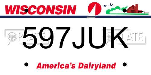597JUK Wisconsin License Plate