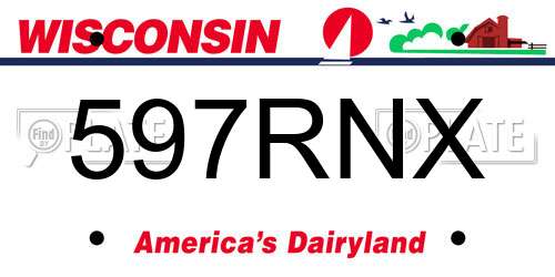 597RNX Wisconsin License Plate