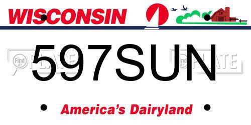597SUN Wisconsin License Plate