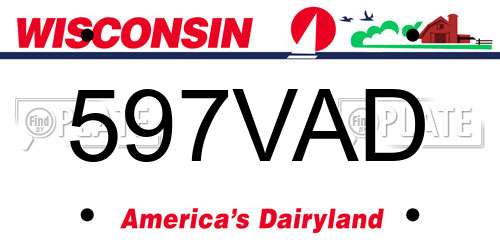 597VAD Wisconsin License Plate