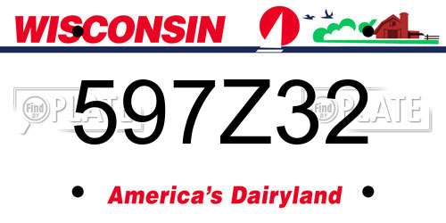 597Z32 Wisconsin License Plate