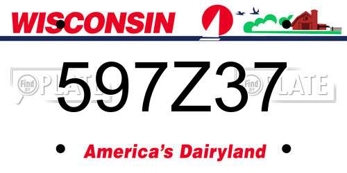 597Z37 Wisconsin License Plate