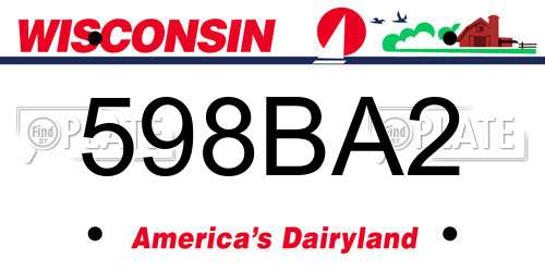 598BA2 Wisconsin License Plate