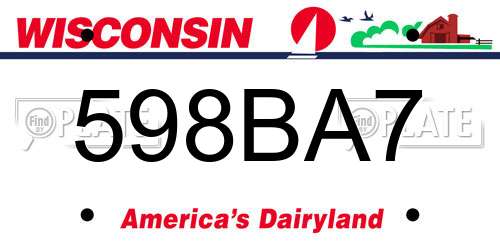 598BA7 Wisconsin License Plate