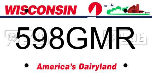 598GMR Wisconsin License Plate
