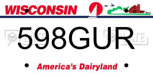 598GUR Wisconsin License Plate
