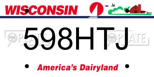 598HTJ Wisconsin License Plate