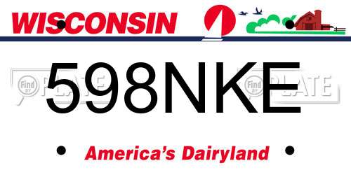 598NKE Wisconsin License Plate