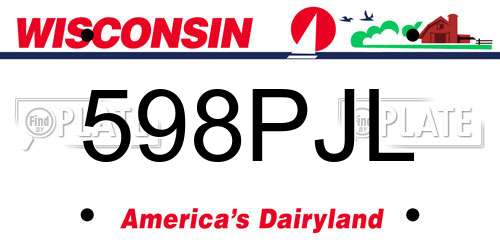 598PJL Wisconsin License Plate
