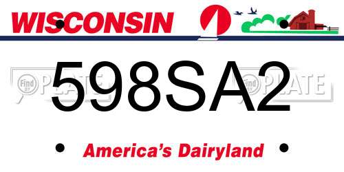 598SA2 Wisconsin License Plate