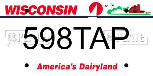 598TAP Wisconsin License Plate