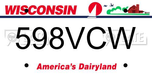 598VCW Wisconsin License Plate