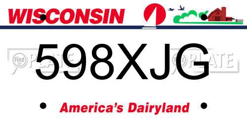 598XJG Wisconsin License Plate