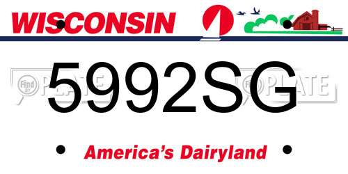 5992SG Wisconsin License Plate