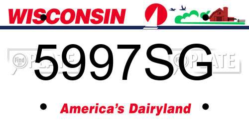 5997SG Wisconsin License Plate