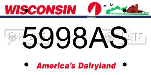 5998AS Wisconsin License Plate