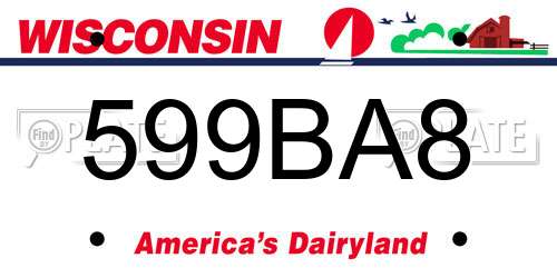 599BA8 Wisconsin License Plate