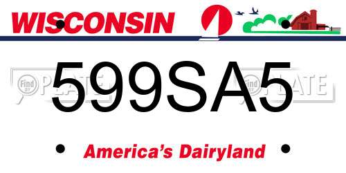 599SA5 Wisconsin License Plate