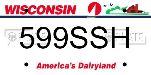 599SSH Wisconsin License Plate