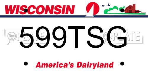 599TSG Wisconsin License Plate