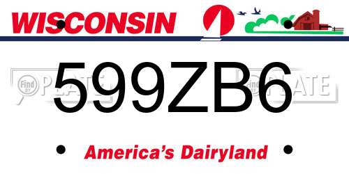 599ZB6 Wisconsin License Plate