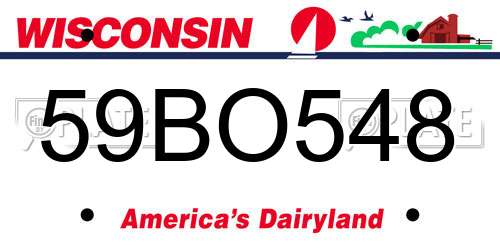 59BO548 Wisconsin License Plate
