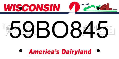 59BO845 Wisconsin License Plate