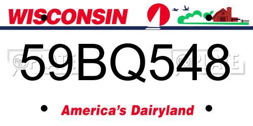59BQ548 Wisconsin License Plate
