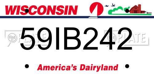 59IB242 Wisconsin License Plate