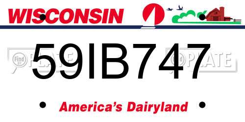 59IB747 Wisconsin License Plate