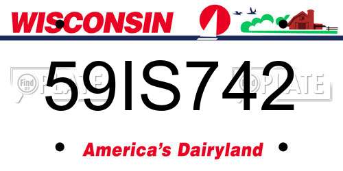 59IS742 Wisconsin License Plate