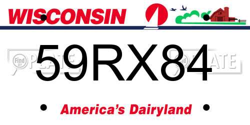 59RX84 Wisconsin License Plate