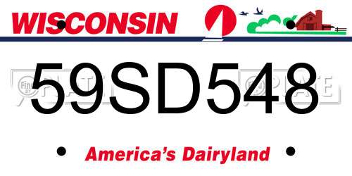 59SD548 Wisconsin License Plate