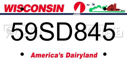 59SD845 Wisconsin License Plate