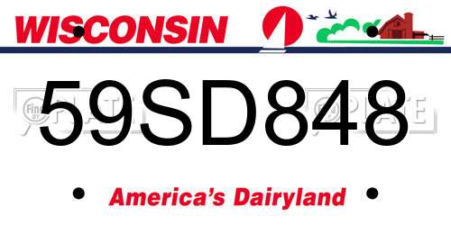 59SD848 Wisconsin License Plate