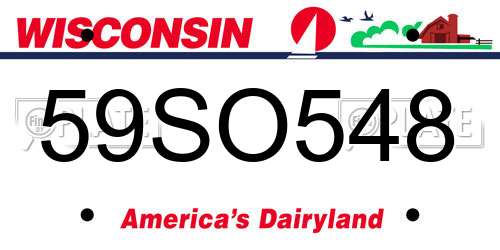 59SO548 Wisconsin License Plate